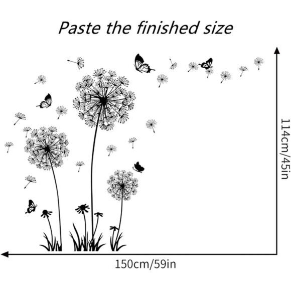 2 Set Dandelion Wall Decals, Flower Stickers,Murals With Butterflies for Bedroom - Picture 7 of 8